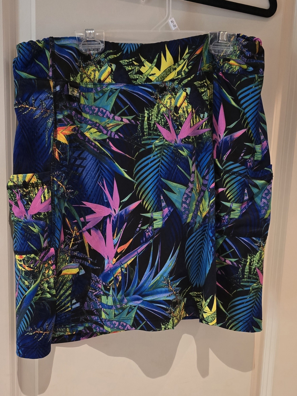 Lopez Tropical Print Skort - Black with Neon Floral